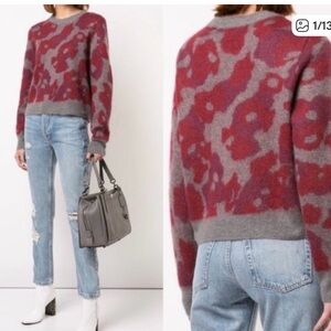 Rag & Bone Red and Gray leopard print Knit Sweater